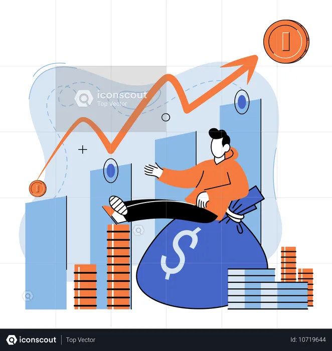 Capital de investimento empresarial lucro e renda multiplicando  Ilustração