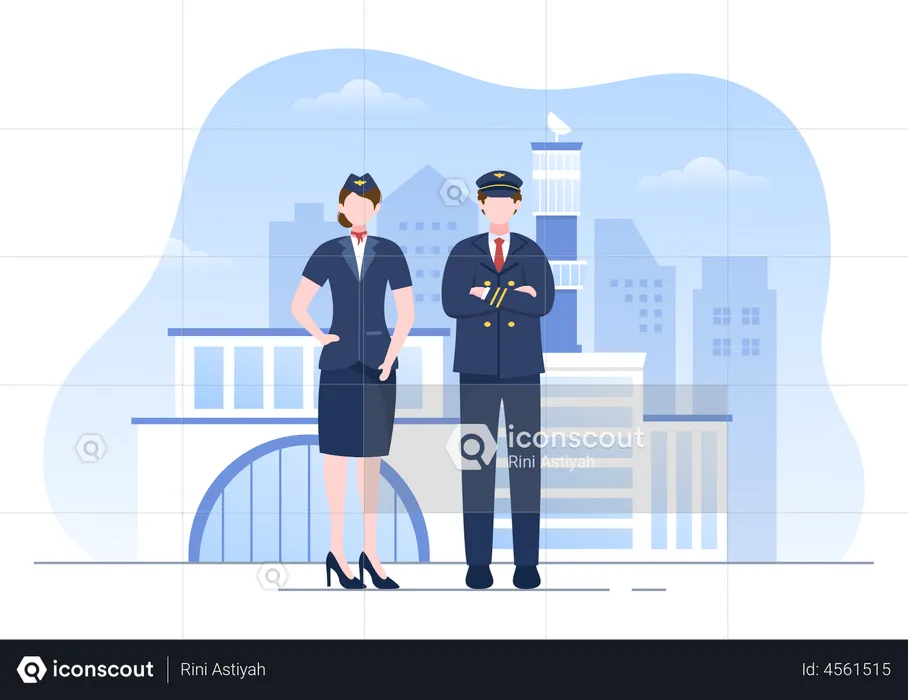 Captain and Air Hostess  Illustration