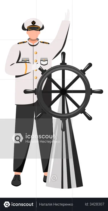 Captain Doing Ship Operation  Illustration
