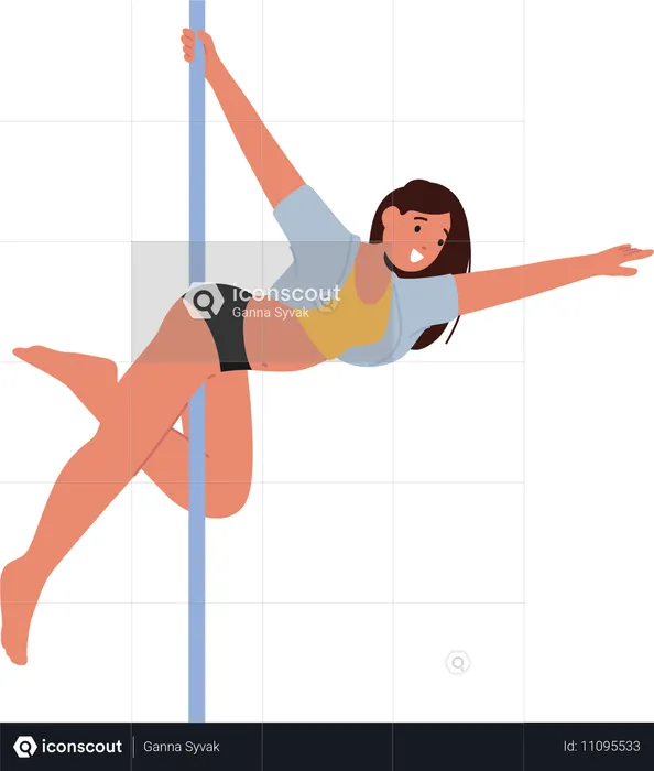 Captivating Pole Dancer In Vibrant Attire  Illustration