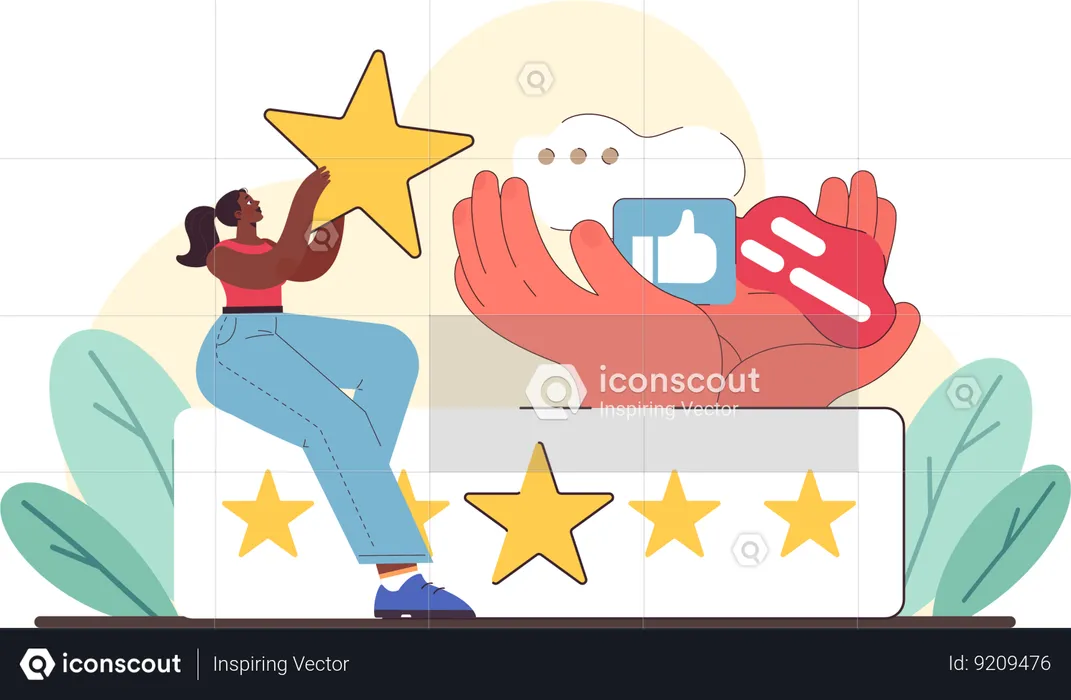 Capturing customer experiences with star ratings and social media reactions  Illustration