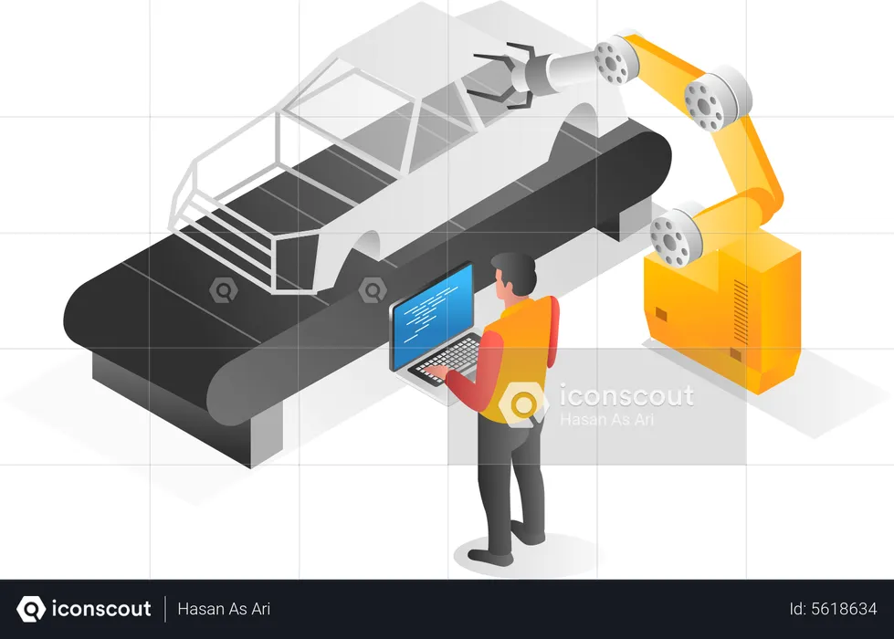 Car assembly conveyor machine  Illustration