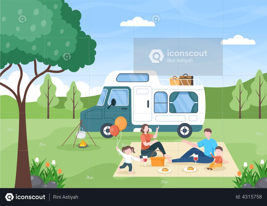 Car Camping to Adventure  Illustration