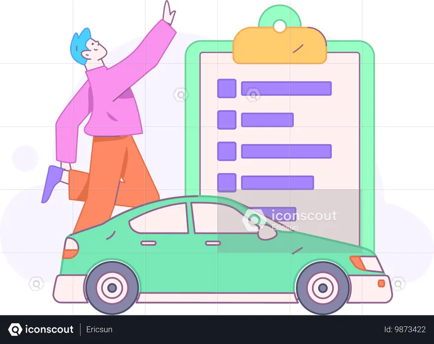 車の補償  イラスト