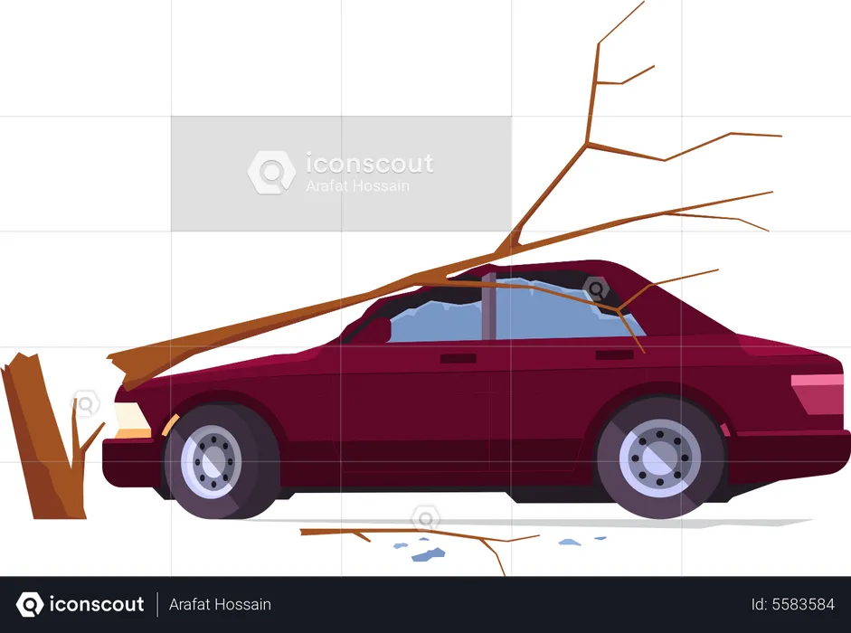 Car Crash With Tree  Illustration
