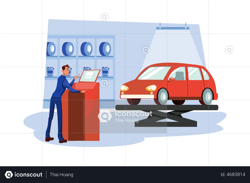 Car Diagnostics Test Service  Illustration