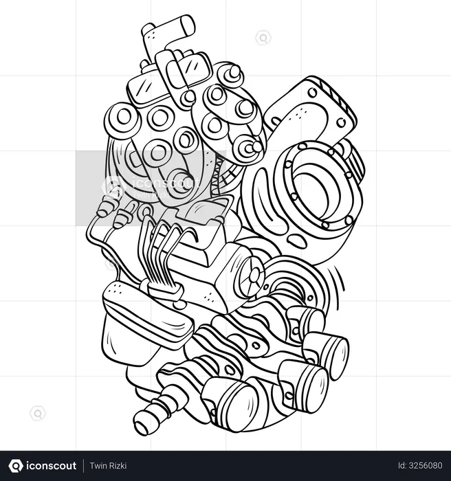 Car Engine Components  Illustration