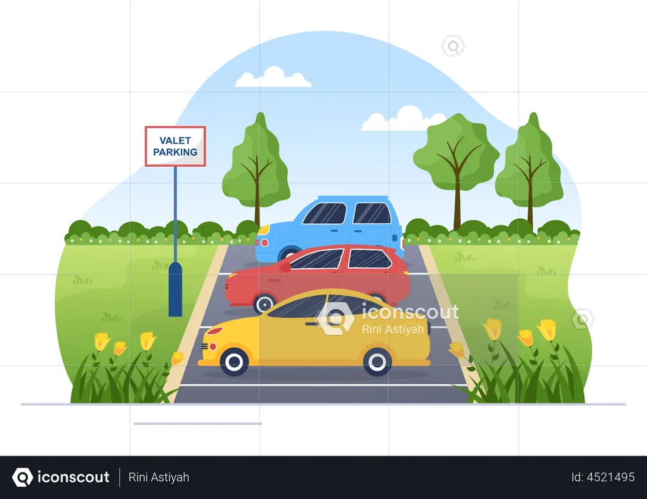 Car in parking area  Illustration