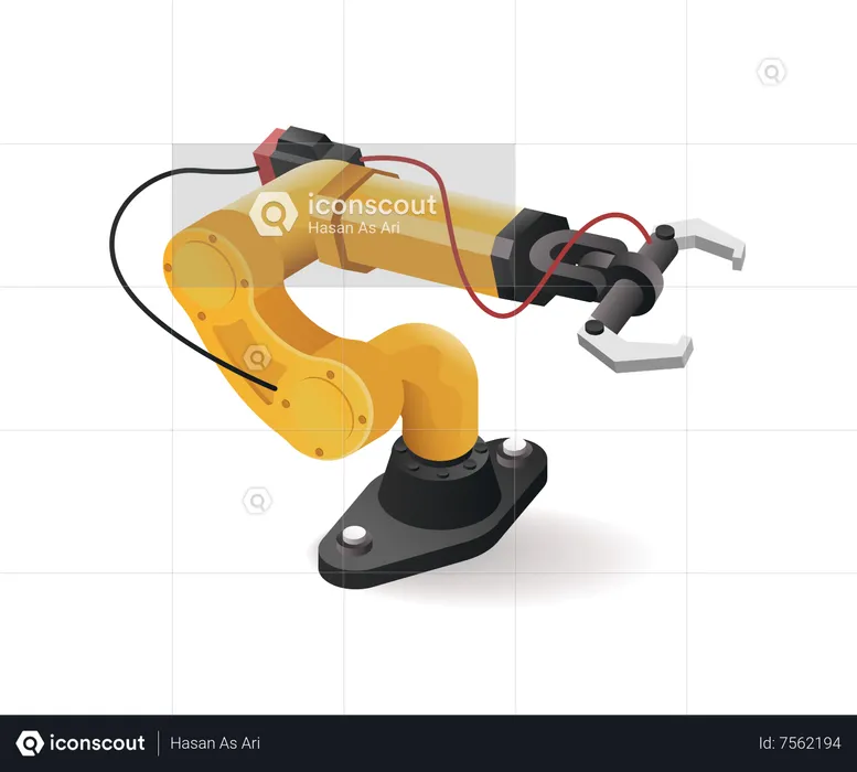 Car industry robot arm tool technology with artificial intelligence  Illustration