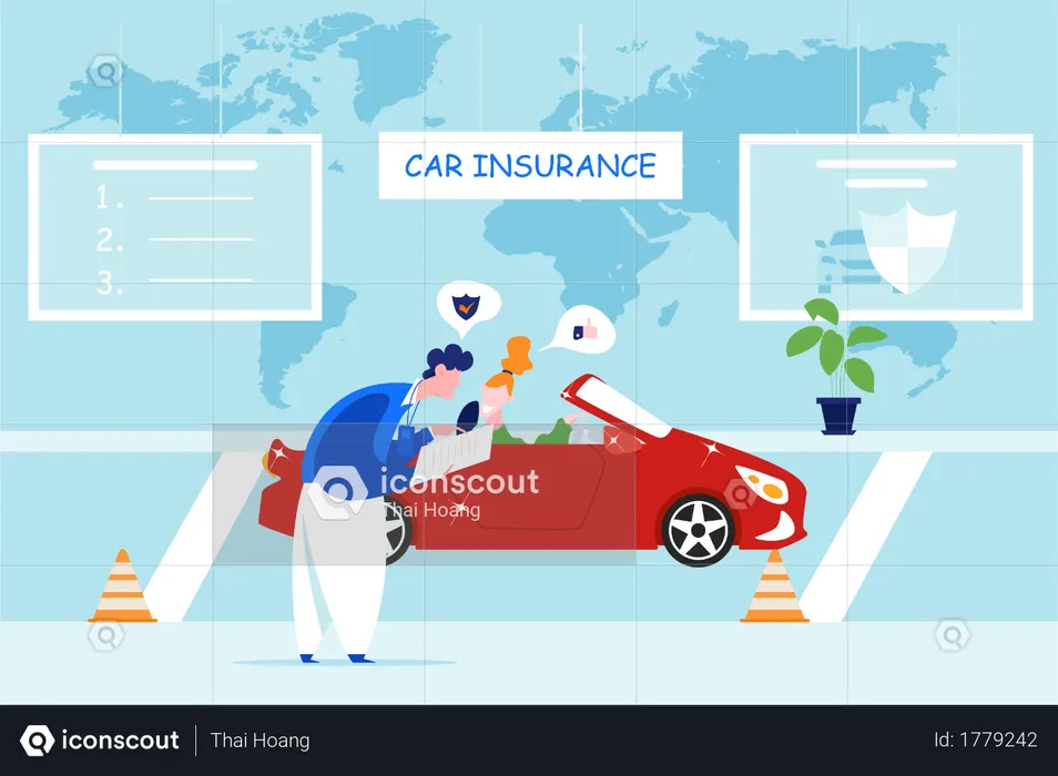Car owner preparing for car insurance  Illustration
