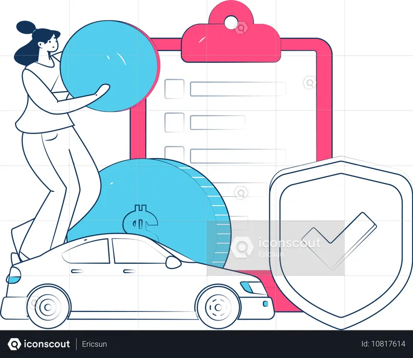 Car protection agreement taken by businessman  Illustration