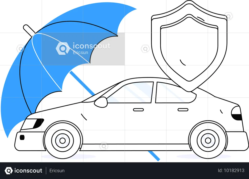Car protection agreement taken by businessman  Illustration