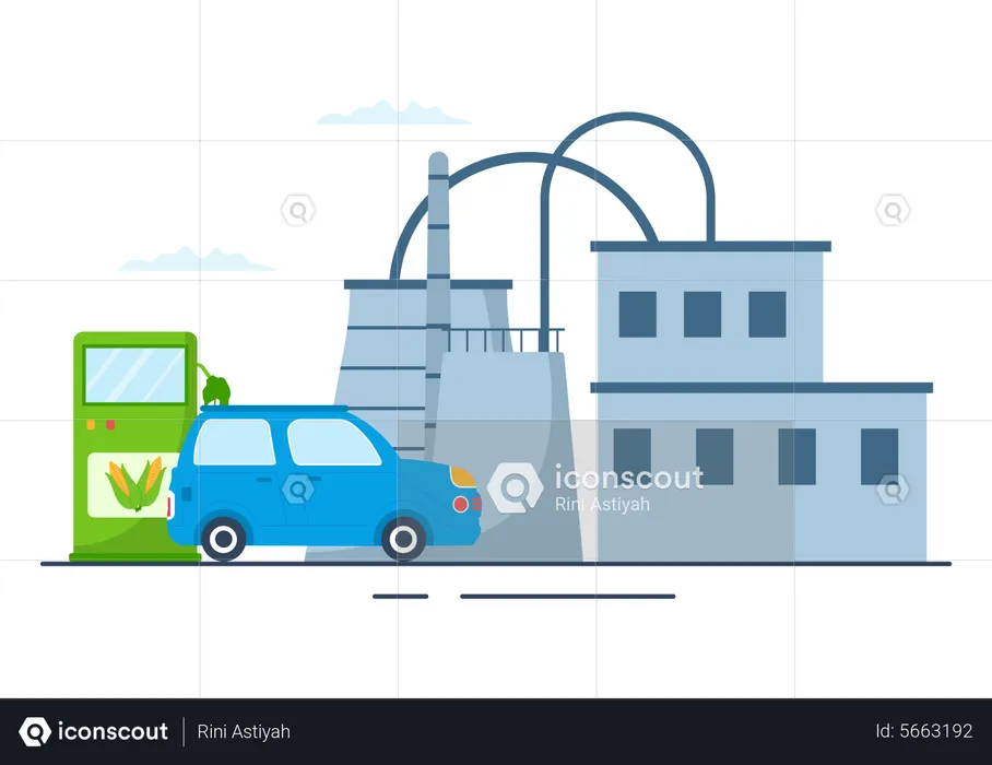 Car refueling with Biofuel  Illustration