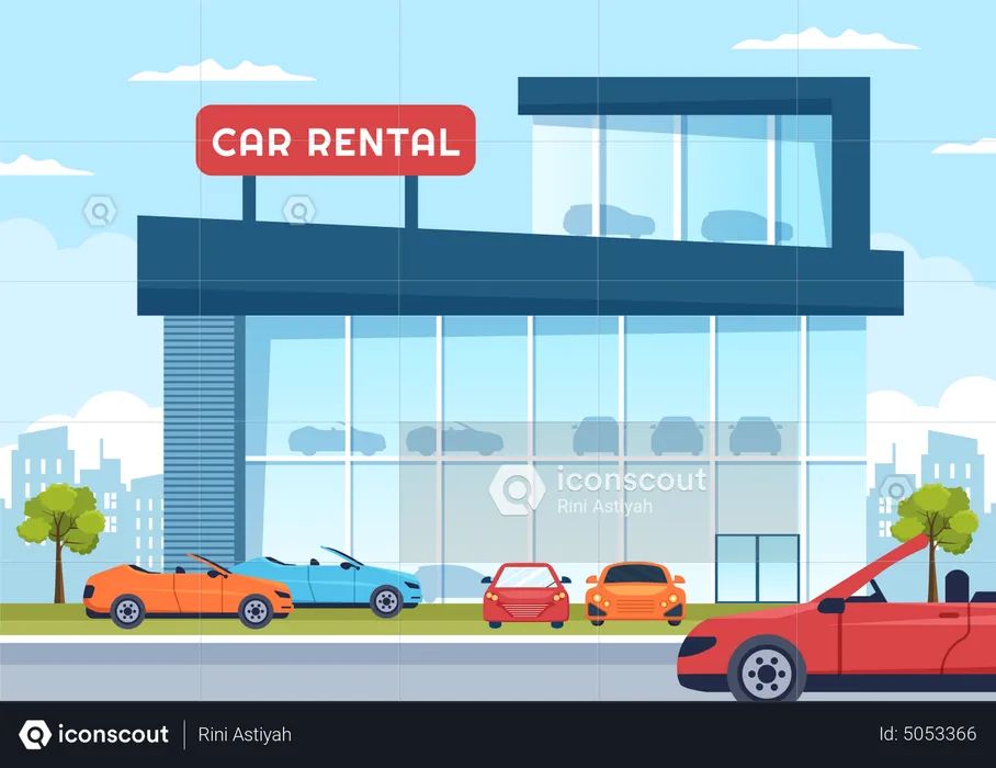 Car rental showroom  Illustration