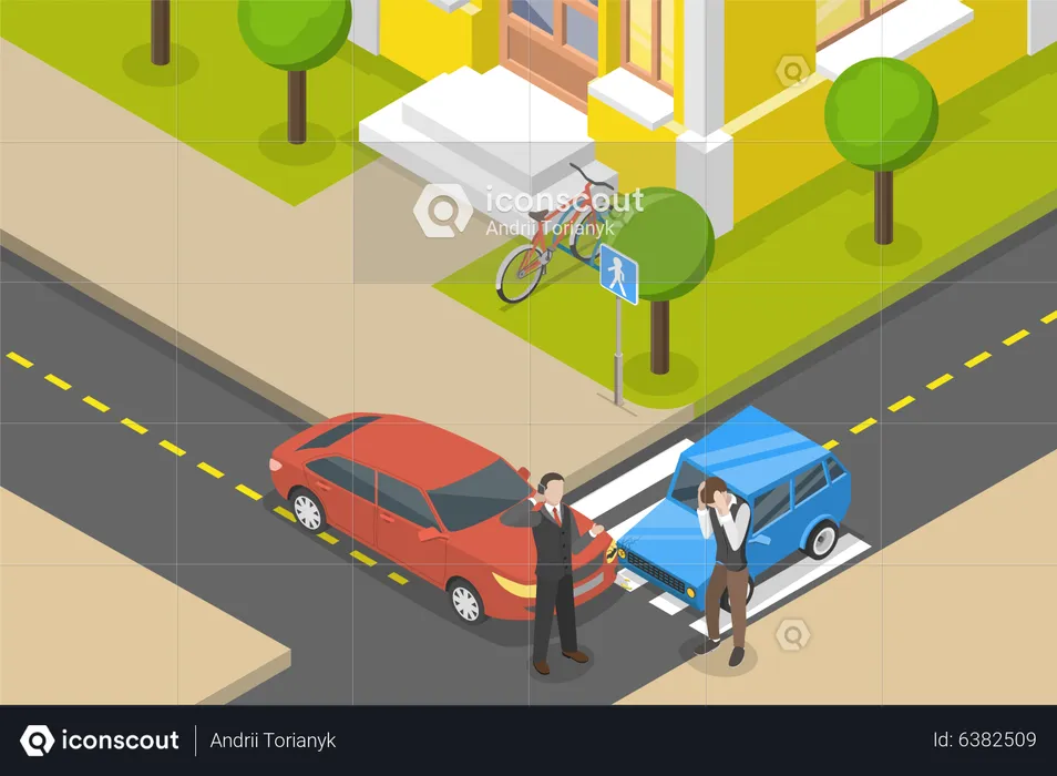 Car Road Accident  Illustration