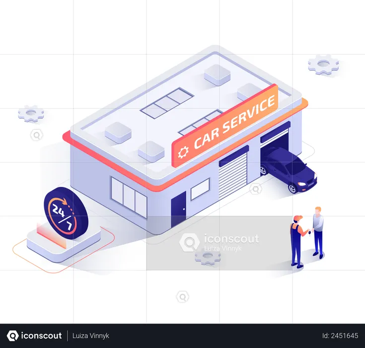 Car service station  Illustration