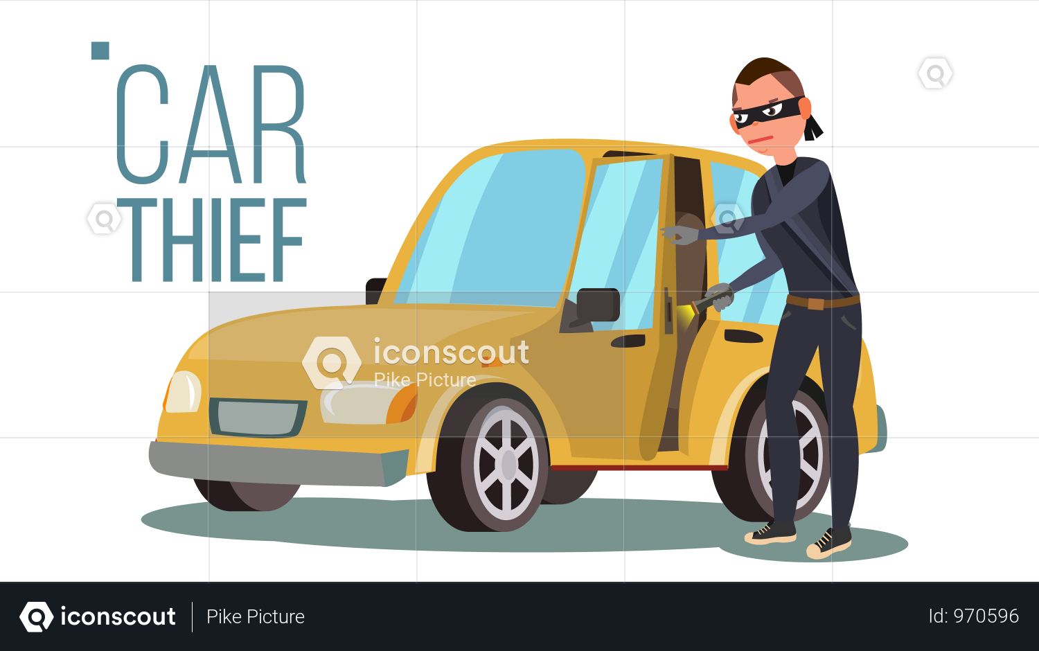 Premium Car Thief Illustration download in PNG &amp; Vector format
