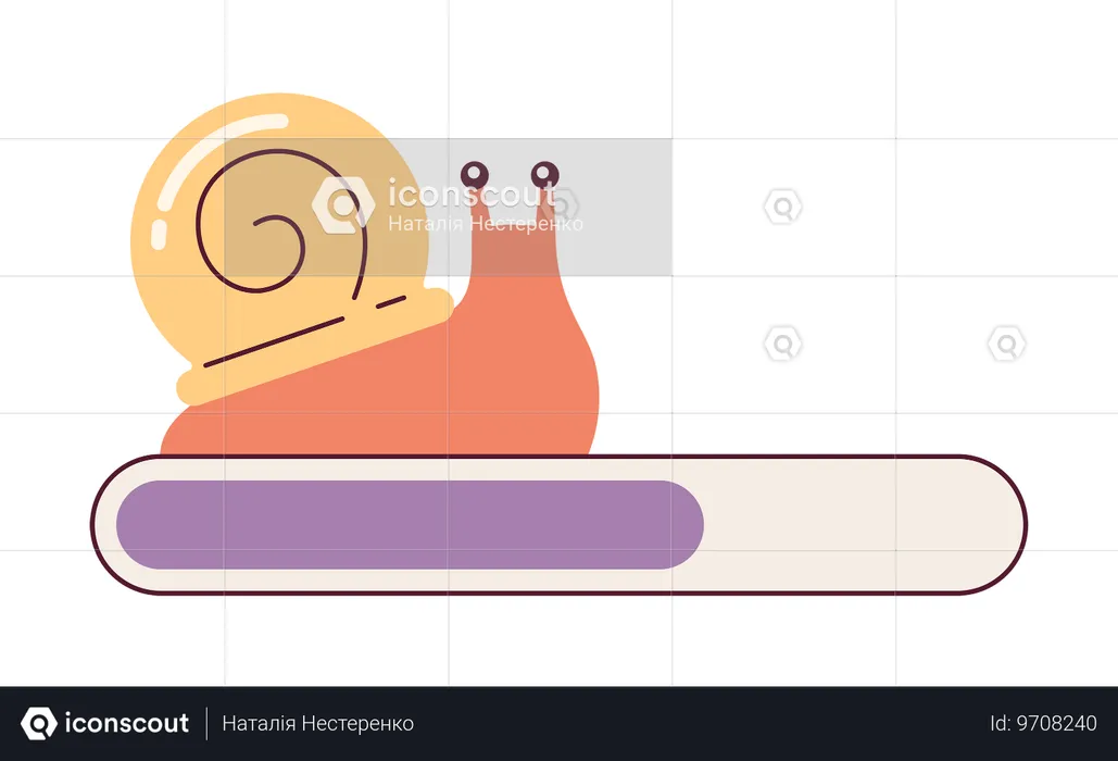 Caracol lentamente con barra de carga de conchas en espiral  Ilustración