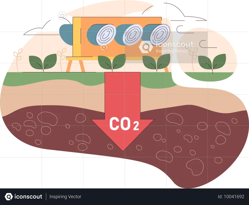 Carbon dioxide in farm soil  Illustration