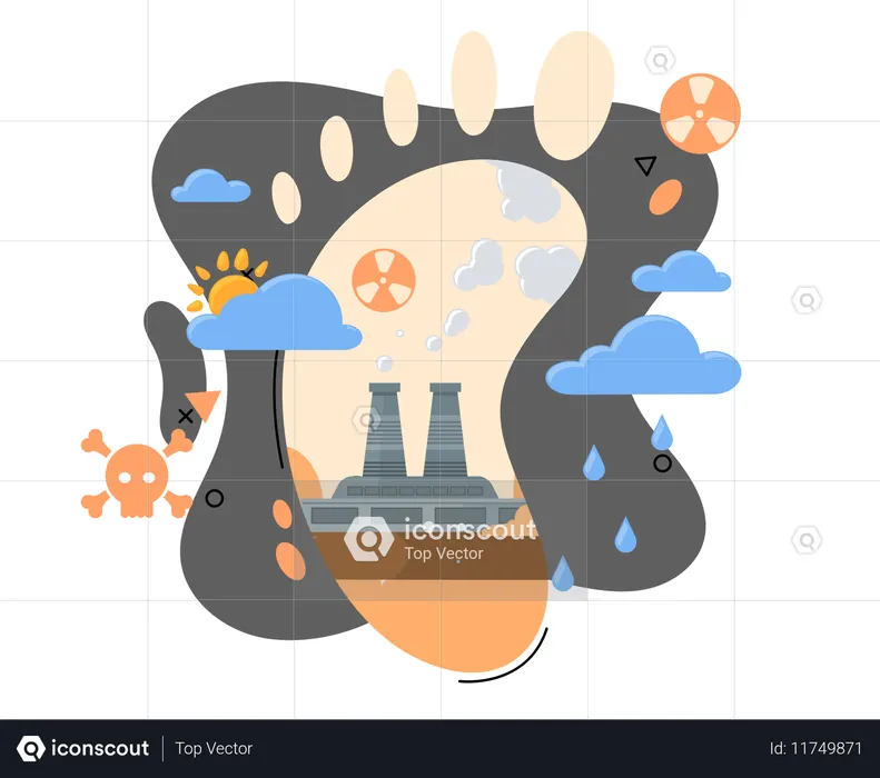 Carbon footprint and its consequences  Illustration