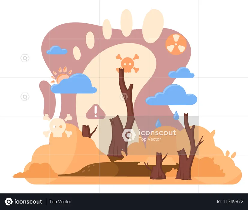 Carbon footprint and its consequences  Illustration