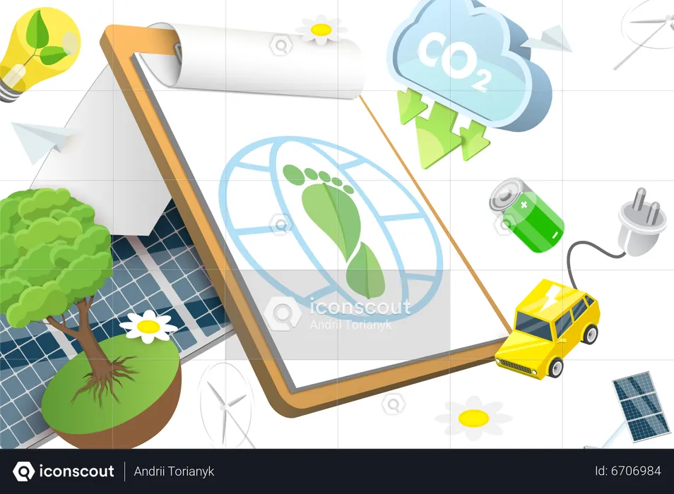 Carbon Footprint Reduction  Illustration