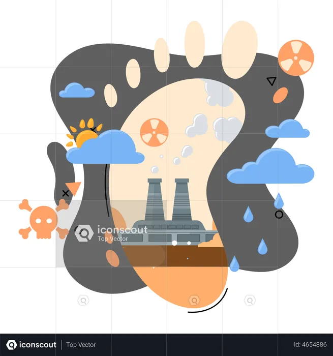 Carbon footprint released from biohazardous factories  Illustration