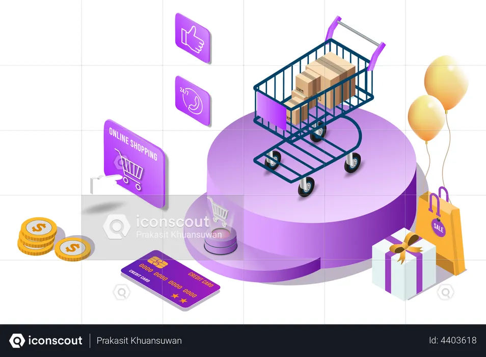 Card payment on online shopping site  Illustration
