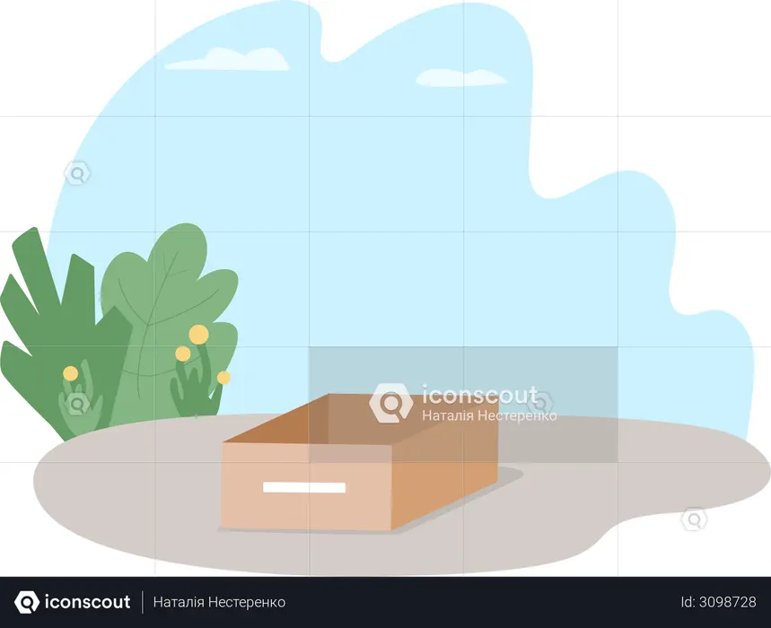 Cardboard box on street  Illustration