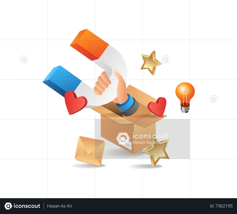 Cardboard with magnet marketing target and strategy  Illustration