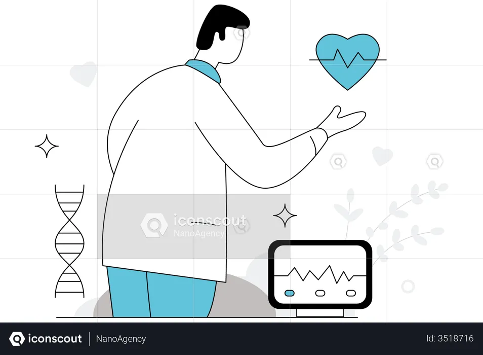 Cardiologist checking heart  Illustration