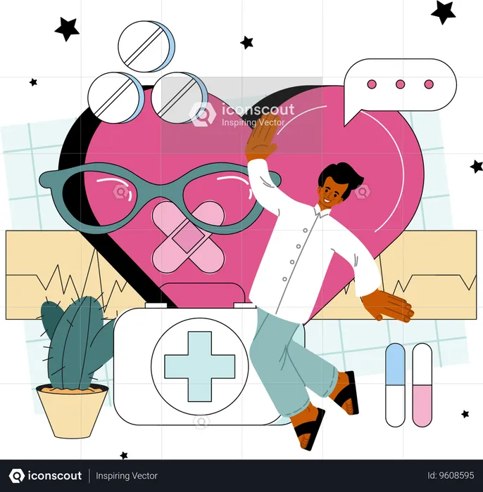 Cardiologist doctor and healthy heart  Illustration