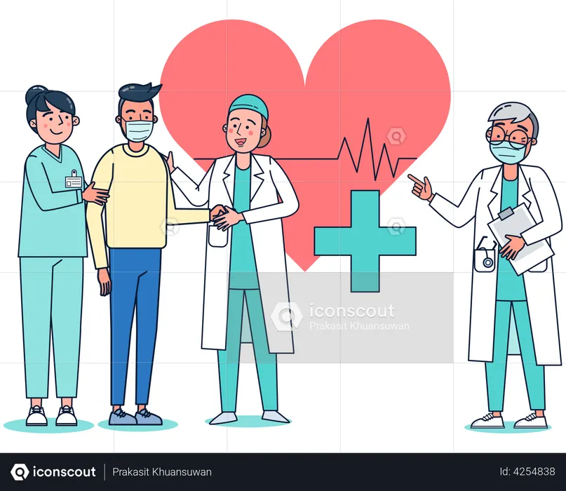 Cardiologist doctor examining patient heart disease  Illustration
