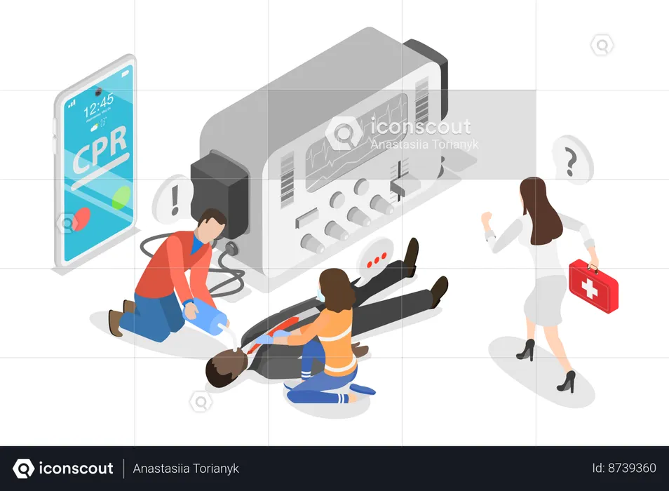 Cardiopulmonary Resuscitation Cpr Emergency Procedure  Illustration