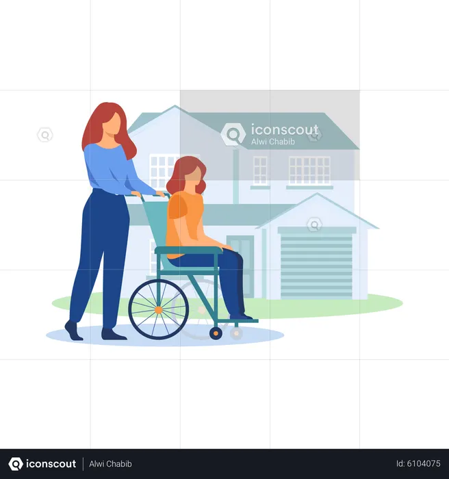 Care of disabled  Illustration