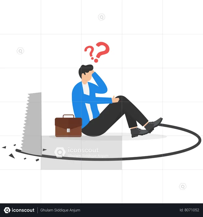 Careless businessman sitting clueless about business strategy  Illustration