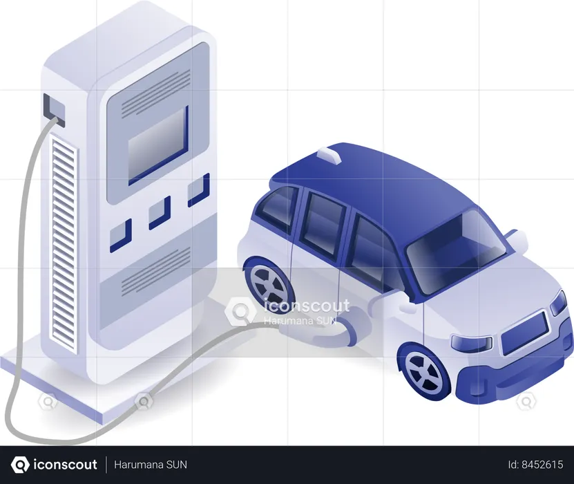 Cargador de coche eléctrico  Ilustración