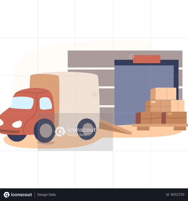 Cargar paquetes en camión  Ilustración