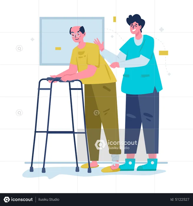 Caring elderly patient  Illustration