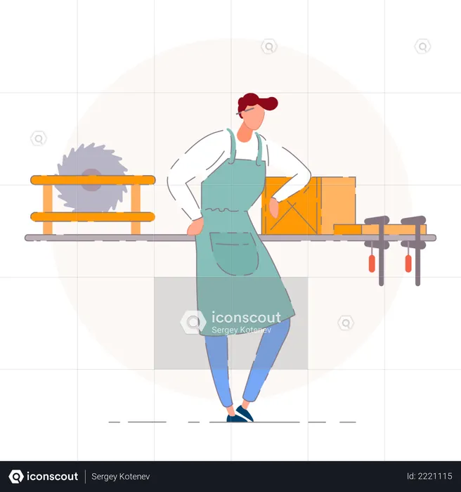 Carpenter and textile shop owner  Illustration