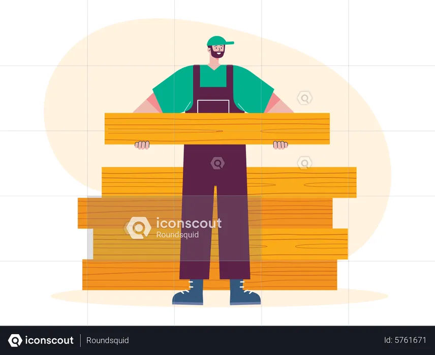 Carpenter holding wooden  Illustration