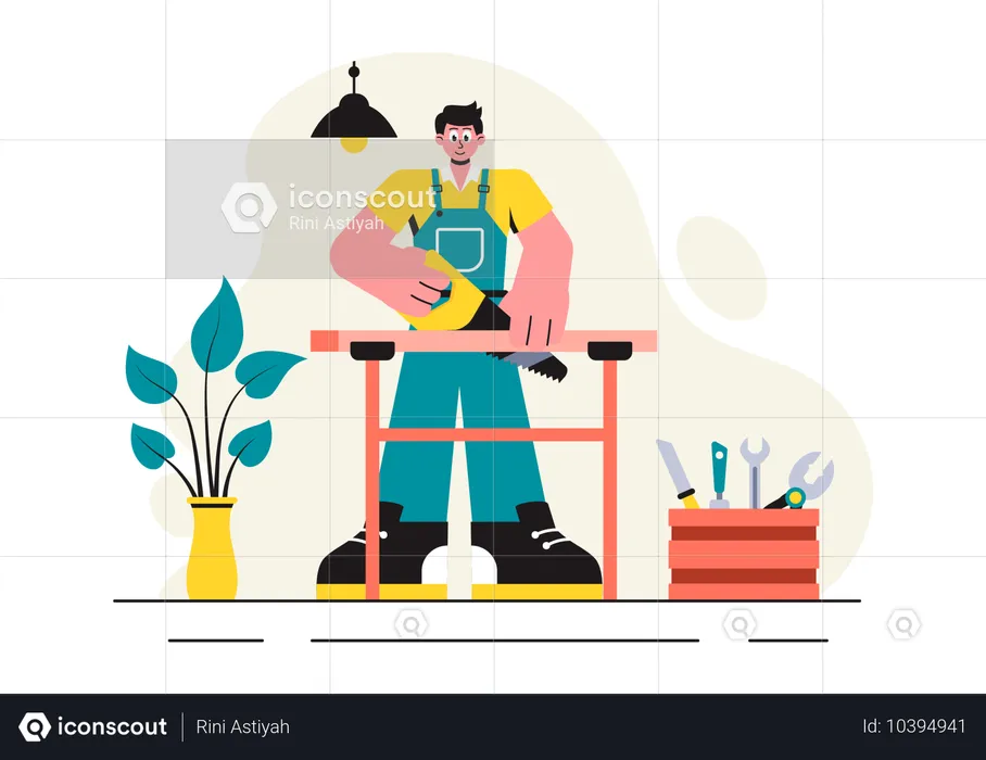 Carpenter with Woodworking Skills  Illustration