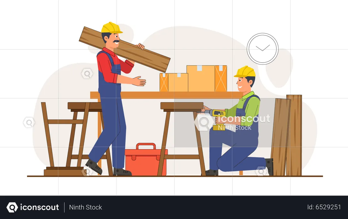 Carpenters working  Illustration