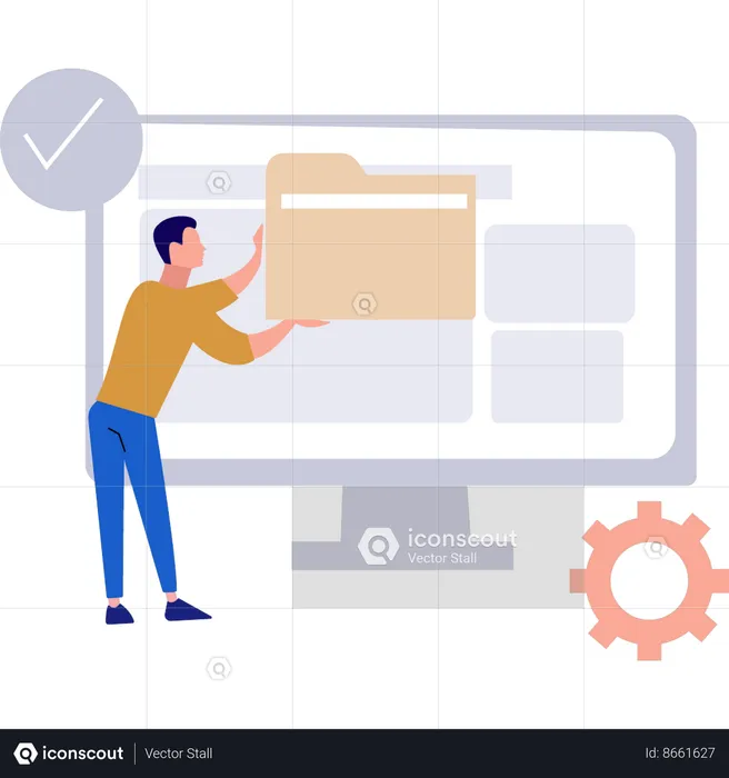 Carpeta de configuración de niño en el monitor  Ilustración