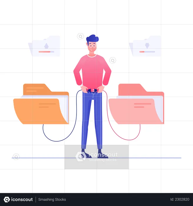 Transferencia de datos de carpeta  Ilustración