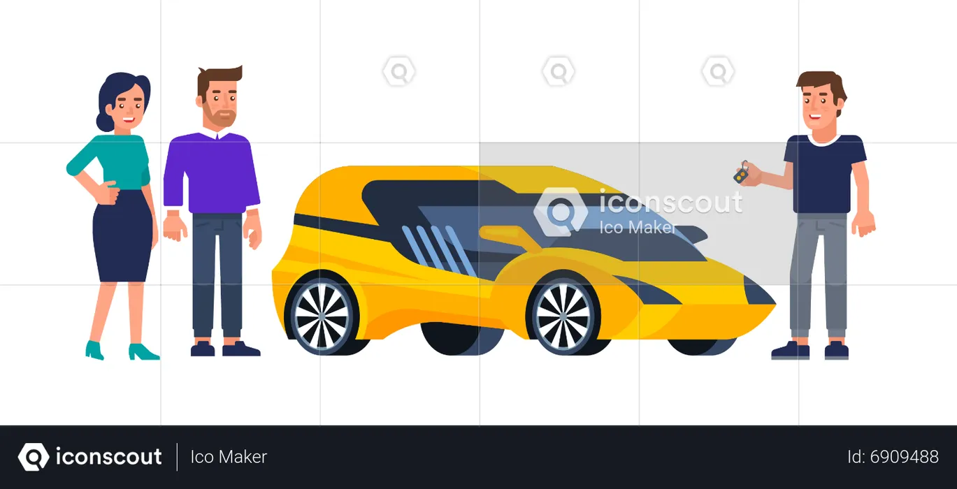 Boy giving car on rent  Illustration