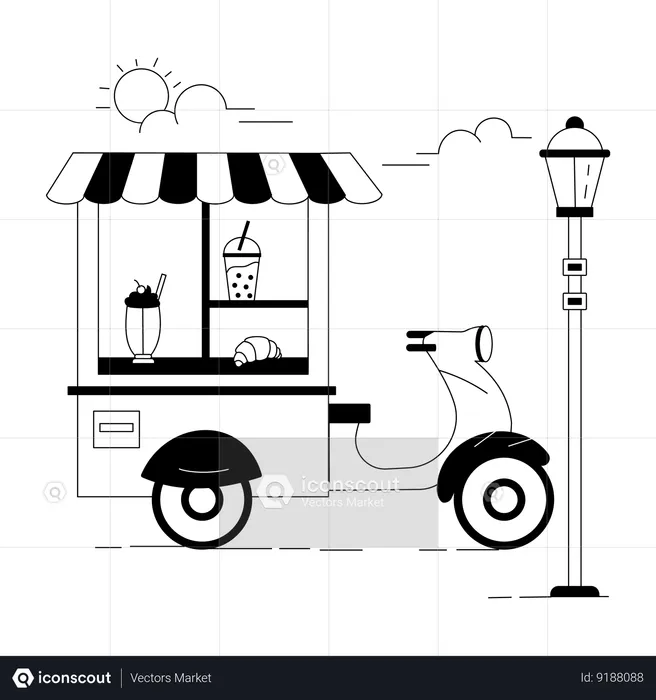 Carrito de cafe  Ilustración