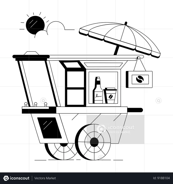 Carrito de cafe  Ilustración