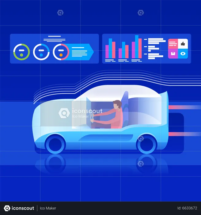 Carro de rota automática  Ilustração