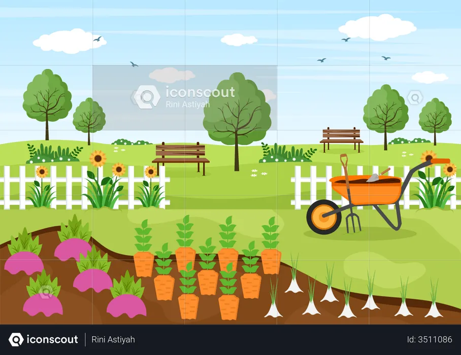 Best Premium Carrot Farm Illustration download in PNG & Vector format